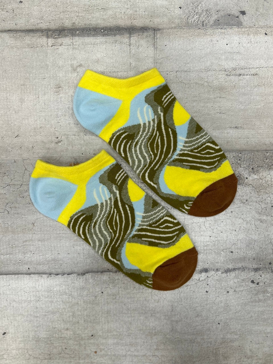 Calzini fantasia astratta giallo lime