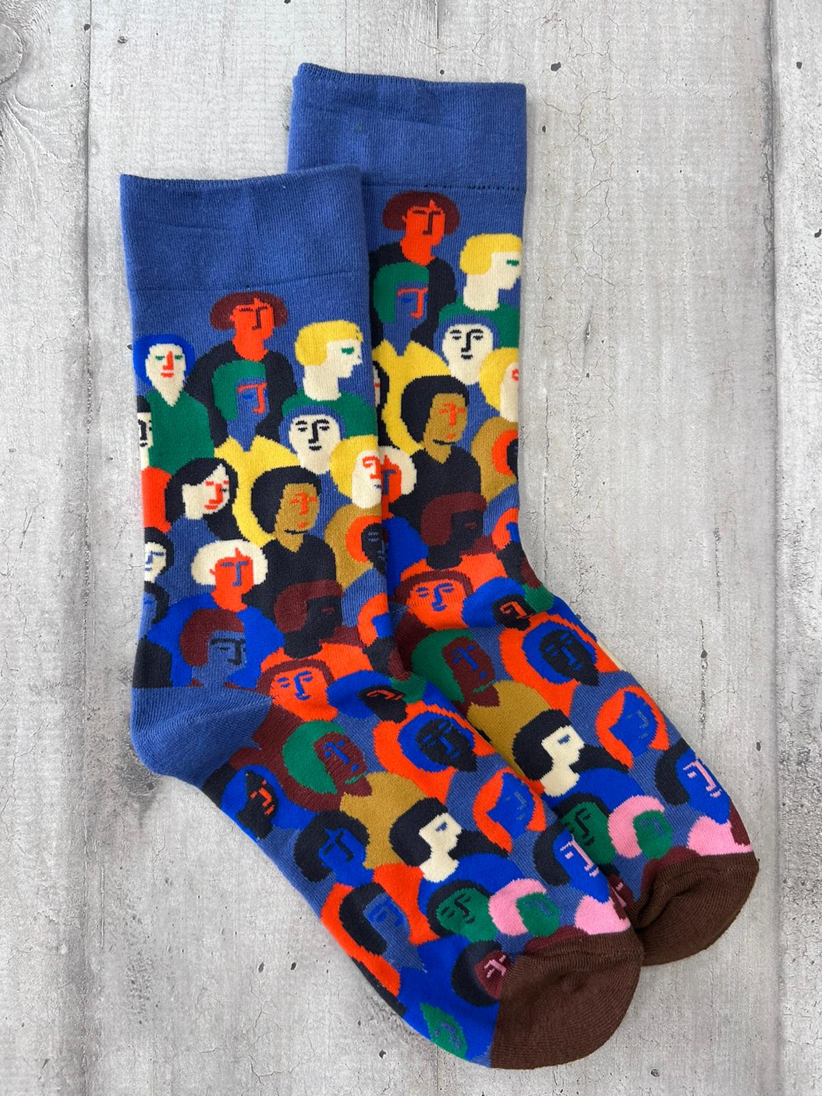 Calzini fantasia volti multicolor