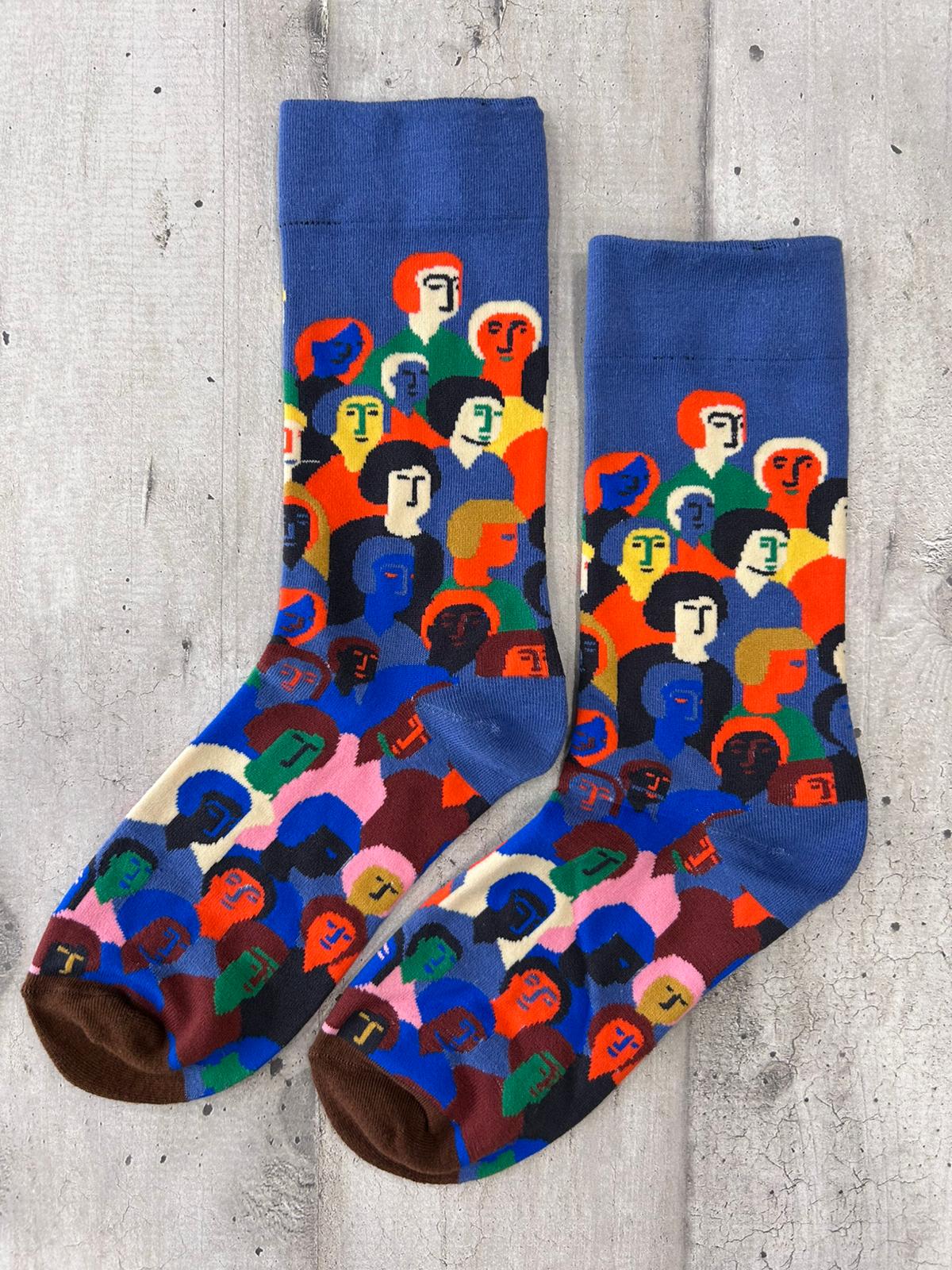 Calzini fantasia volti multicolor