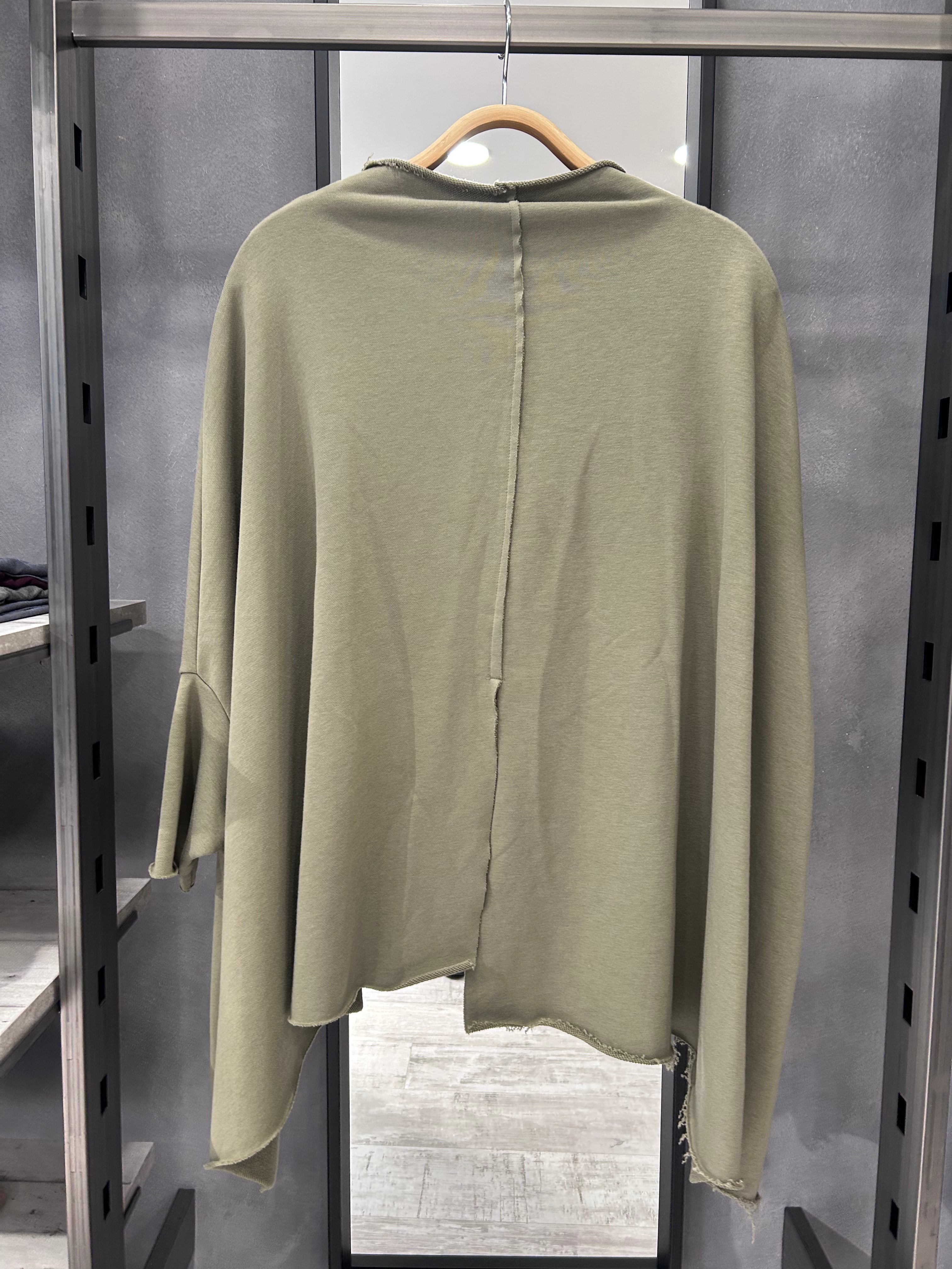 Cardigan asimmetrico in felpa