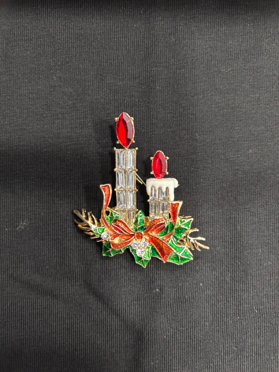 Spilla natalizia doppia candela