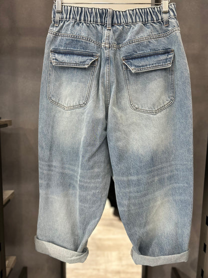 Jeans oversize con vita elasticizzata