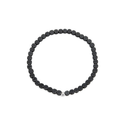 Bracciale elastico sfere piatte ematite