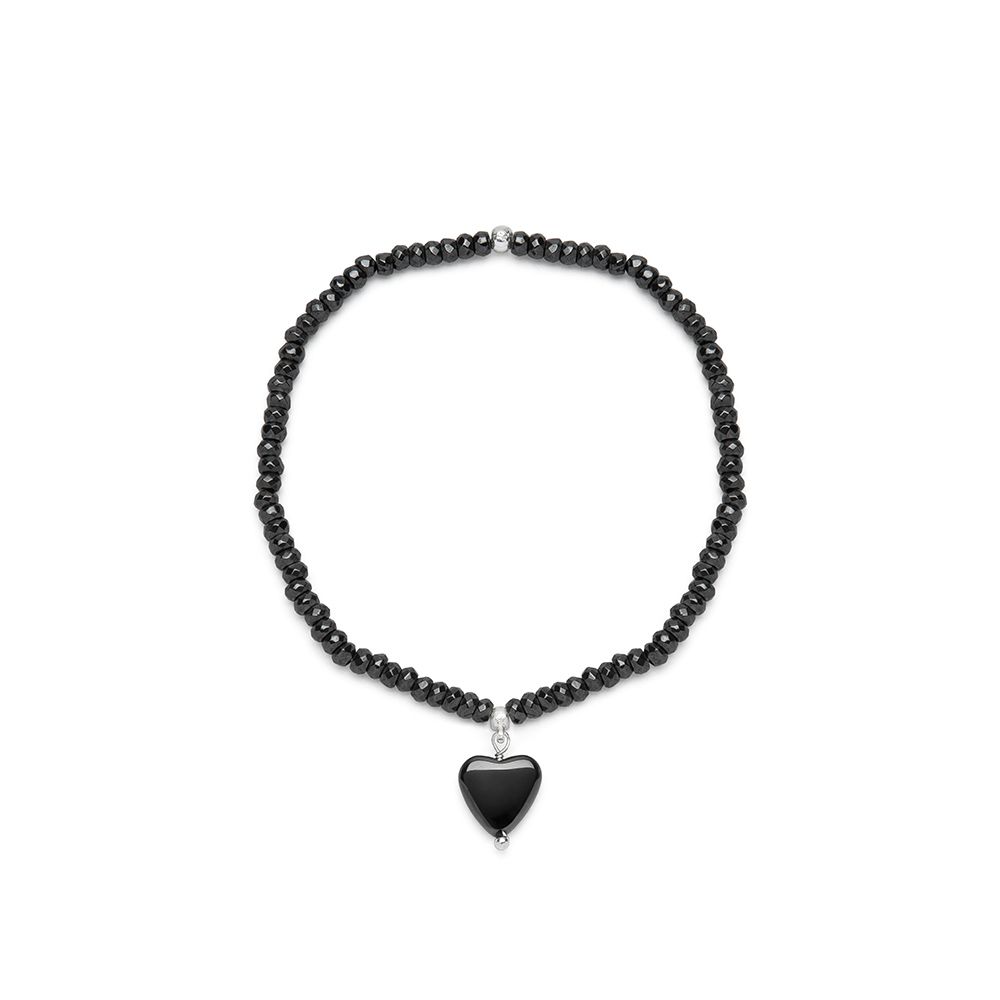 Bracciale elastico cuore pendete ematite