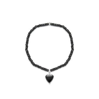 Bracciale elastico cuore pendete ematite