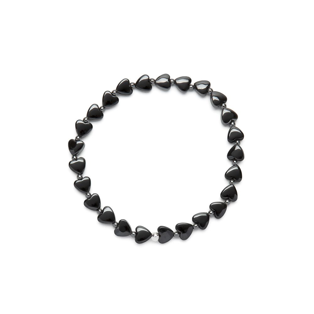 Bracciale elastico cuori piccoli ematite
