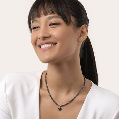 Collana filo cuore pendente ematite