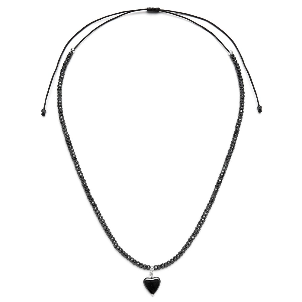 Collana filo cuore pendente ematite