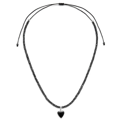 Collana filo cuore pendente ematite