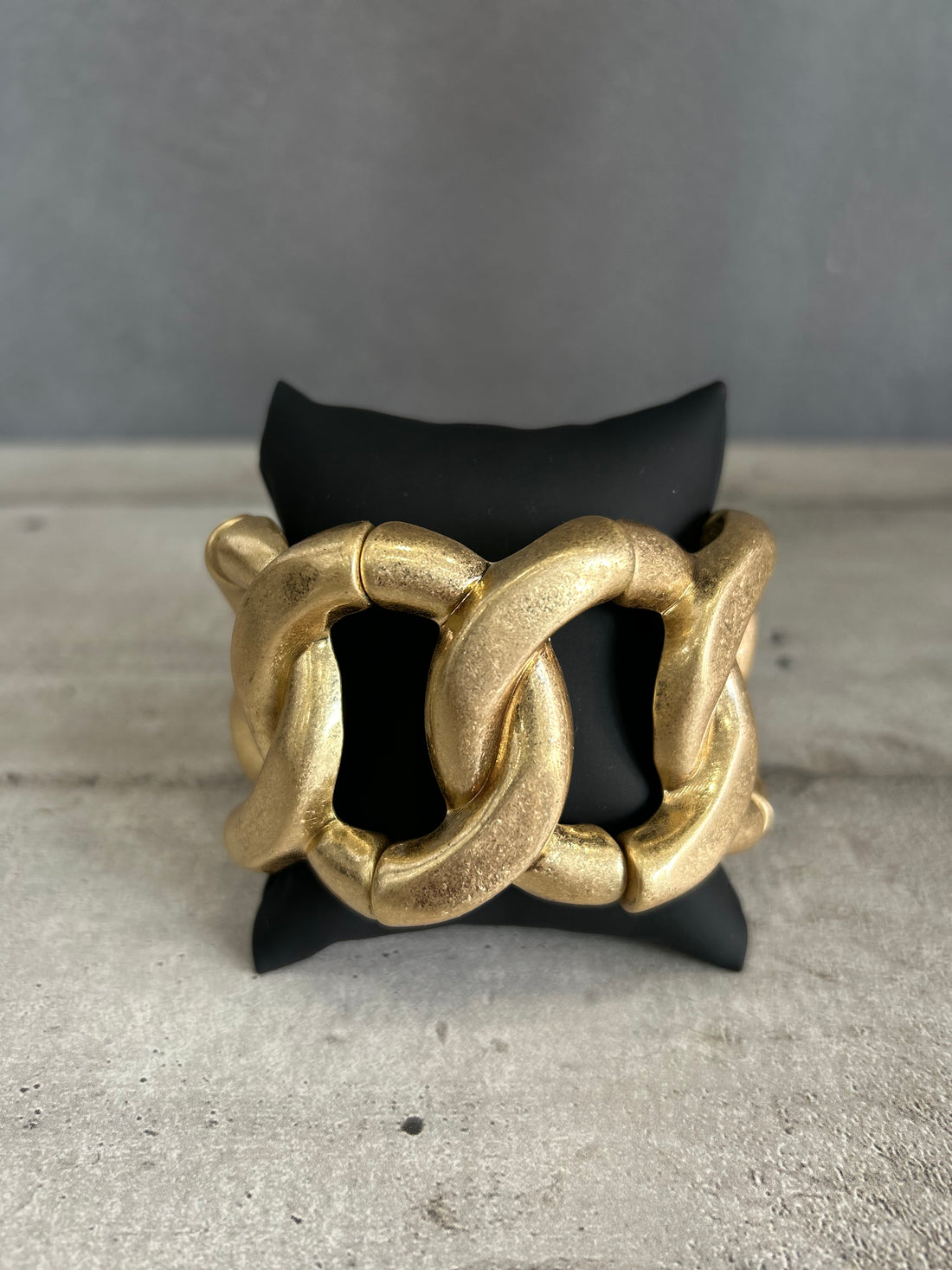 Bracciale elastico a catena in metallo dorato
