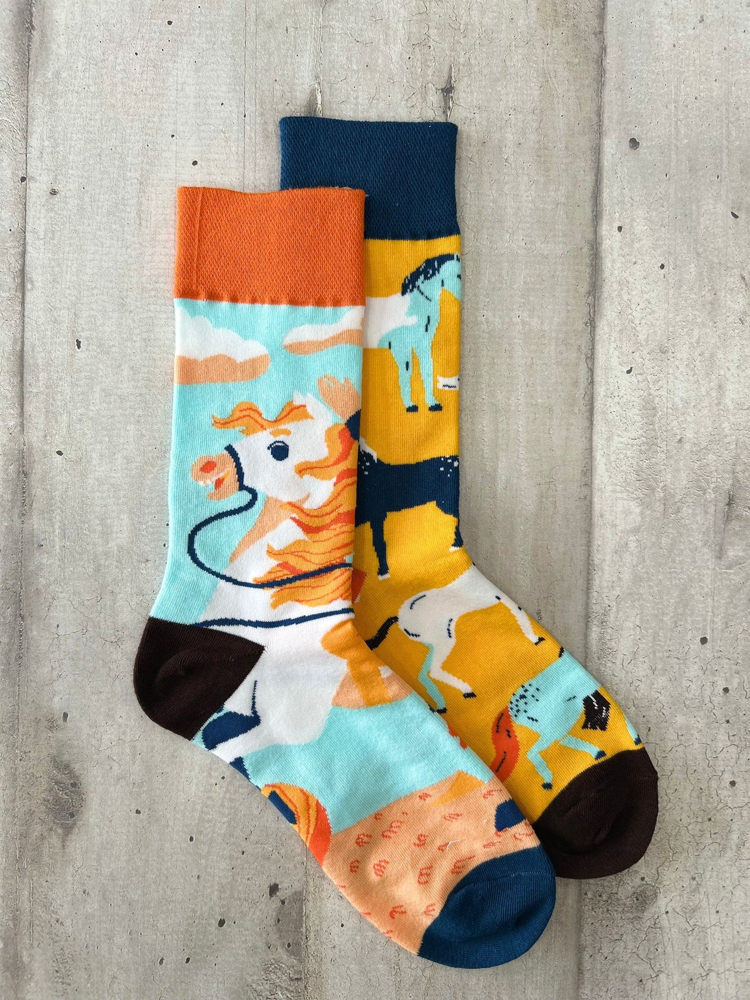 Calzini spaiati cavalli e cavalieri