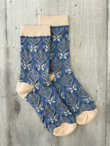 Calzini blu con motivo jacquard geometrico