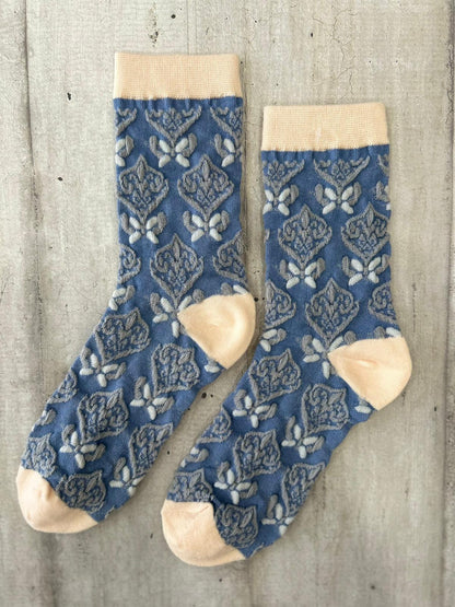 Calzini blu con motivo jacquard geometrico