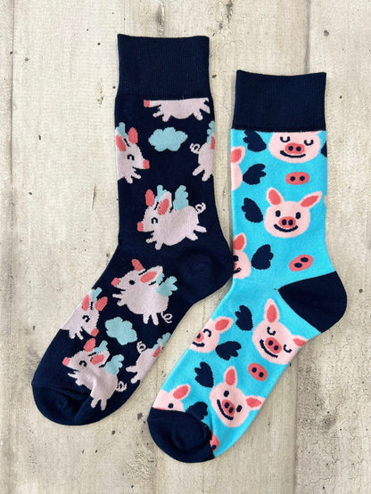 Calzini spaiati maialini volanti