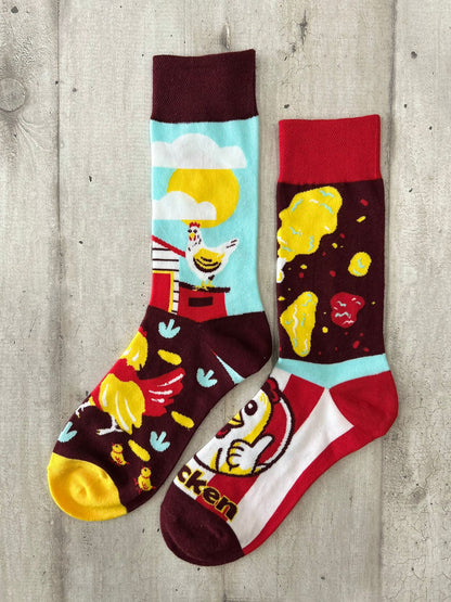 Calzini spaiati con galline e pollo fritto