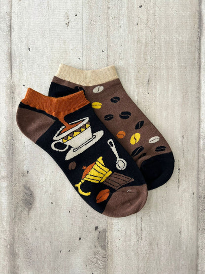 Calzini spaiati fantasia caffè