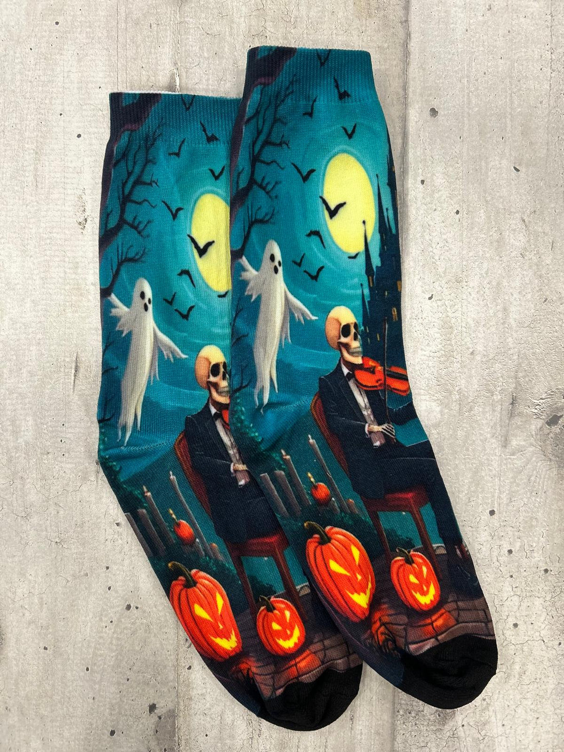 Calzini Halloween co fantasmi, zucche e scheletri