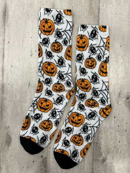 Calzini Halloween con zucche e ragni