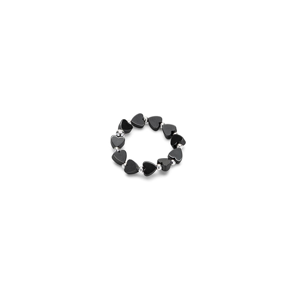 Anello elastico piccoli cuori ematite